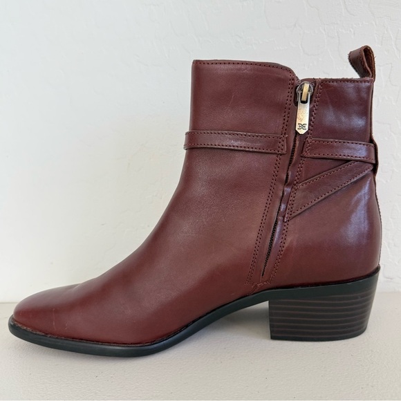 NEW SAM EDELMAN Brawley Brown Leather Booties Size 9 - Picture 3 of 9